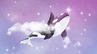 Aesthetic whale HD wallpaper, aesthetic purple & pink sparkling background