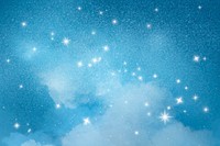 Glittering stars background, sparkling blue sky design vector