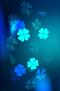 Blue clover leaf bokeh light background