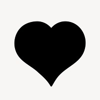 Black heart sticker, collage element, flat graphic design psd
