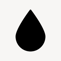 Black water drop shape sticker, collage element, flat graphic design psd
