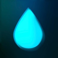 Blue gradient water drop clipart, glowing design psd