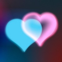 Blue pink gradient heart clipart, glowing design psd