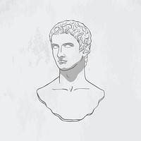 Greek man logo element, aesthetic line art Gaius illustration vector