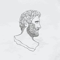 Classical sculpture logo element, monoline drawing, Antoninus Pius vector