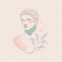 Greek man logo element, feminine aesthetic line art Gaius illustration vector