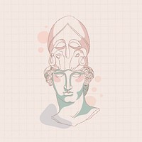 Greek god logo element, feminine aesthetic line art Ares illustration vector