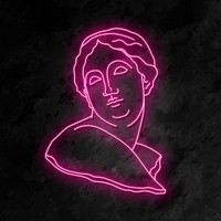 Pink glowing neon collage element, Greek statue vector