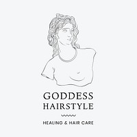 Aesthetic hair salon logo template, line art design vector