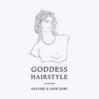 Aesthetic hair salon business logo template, line art design psd