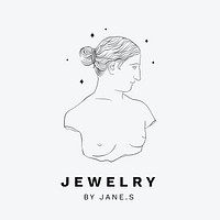 Aesthetic fashion business logo template, line art design psd