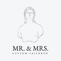 Greek statue logo template, aesthetic tailoring business design psd