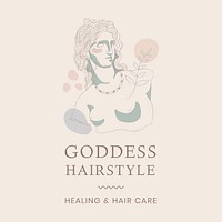 Aesthetic hair salon business logo template, feminine line art design psd