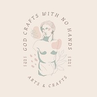 Aesthetic art & craft logo template, feminine line art design vector