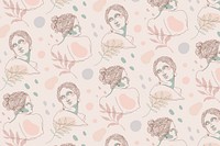 Classical sculpture pattern background, feminine gods line art design vector