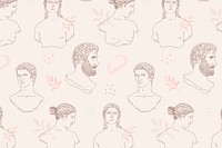 Classical sculpture pattern background, feminine gods line art design vector