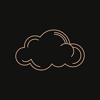 Simple cloud sticker, gold line art style for planner decoration psd