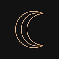 Gold crescent moon clipart, celestial collage element for bullet journal vector