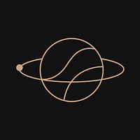 Abstract Saturn, gold celestial line art design