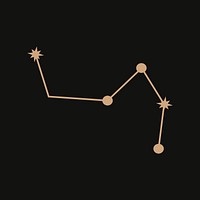 Gold star sticker, celestial line art style for planner decoration psd