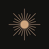 Sun journal sticker, aesthetic gold design collage element psd