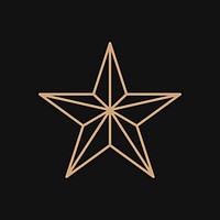 Gold star journal sticker, celestial ornament design vector