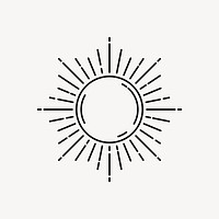 Simple black sun, celestial line art design