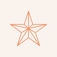 Star planner sticker, aesthetic line art collage element psd