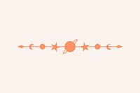 Celestial divider sticker, abstract line art vector