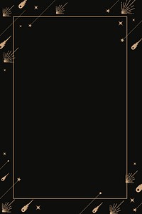 Black frame background, simple gold celestial line art design psd