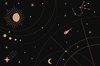 Celestial background, abstract black design vector