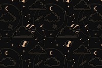 Celestial pattern sticker, gold abstract line art design vector