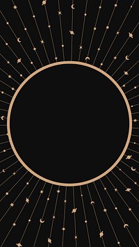 Black phone wallpaper frame, celestial design, high resolution background vector