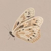 Beige butterfly collage element, watercolor illustration psd