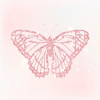 Cute holographic butterfly sticker, glitter collage element psd