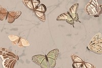 Butterfly autumn background, aesthetic watercolor design 