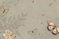 Earth tone butterfly background, beautiful watercolor design vector