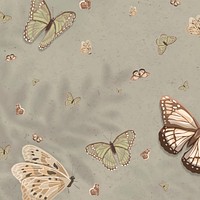 Feminine butterfly background, aesthetic watercolor design vector