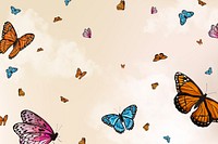 Colorful butterfly background, watercolor illustrations vector