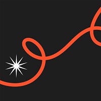 Black background, red squiggle & star design 