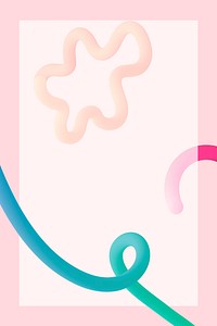 Pink pastel abstract frame background, funky squiggle pattern vector