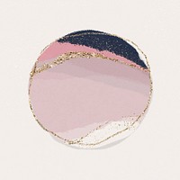 Circle textured shape cut out, pink glittery in pastel