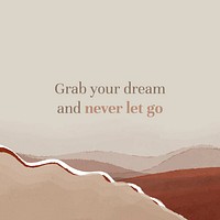 Mountains social media post template, aesthetic quote vector