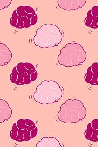 Brain pattern background, cute pink cartoon design