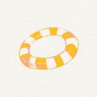 Safety tube doodle sticker, beige background in psd