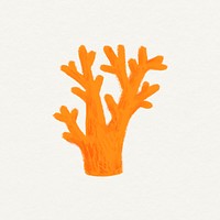 Coral doodle design element, beige background