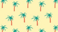 Tropical palm tree computer wallpaper, yellow background