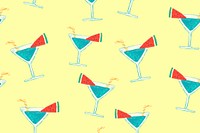 Summer mocktail pattern, yellow background