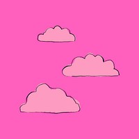 Pink cloud collage element, cute party sticker on pink background psd