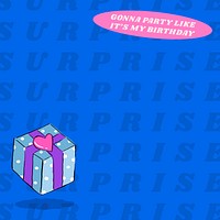 Cute border blue background for birthday, present illustration for social media post